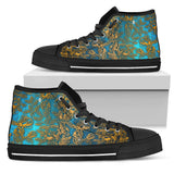Gold Floral, Vegan Leather, Streetwear, Womens Leather Boots