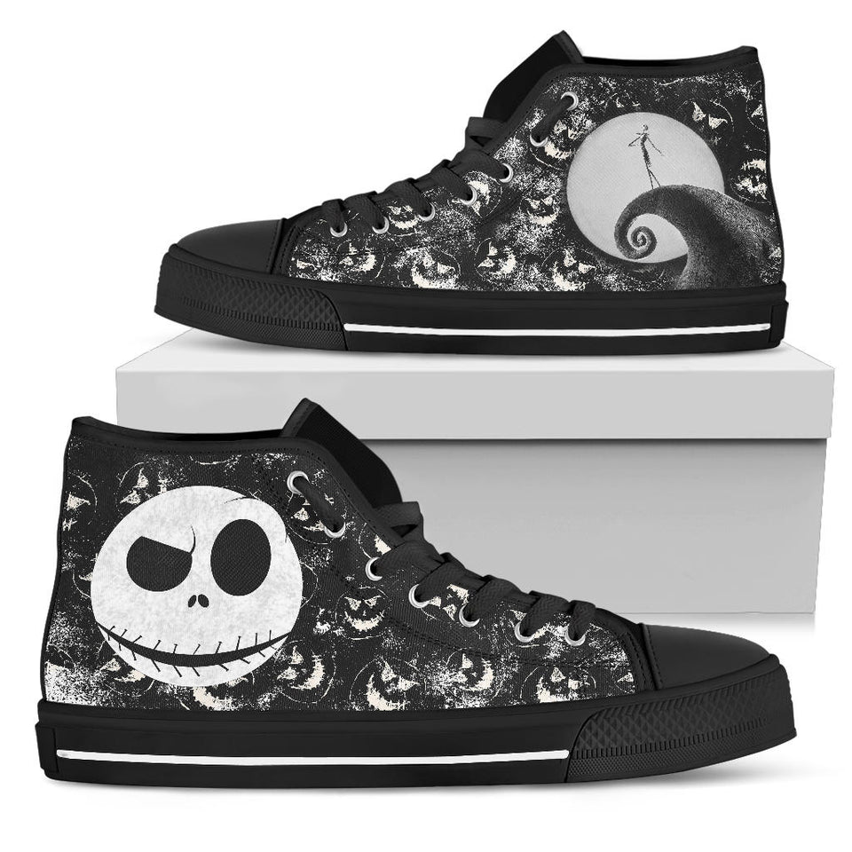 Nightmare Before Christmas High Top Sneaker, Jack Skellington Unisex Black Shoes Black