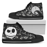 Nightmare Before Christmas High Top Sneaker, Jack Skellington Unisex Black Shoes Black