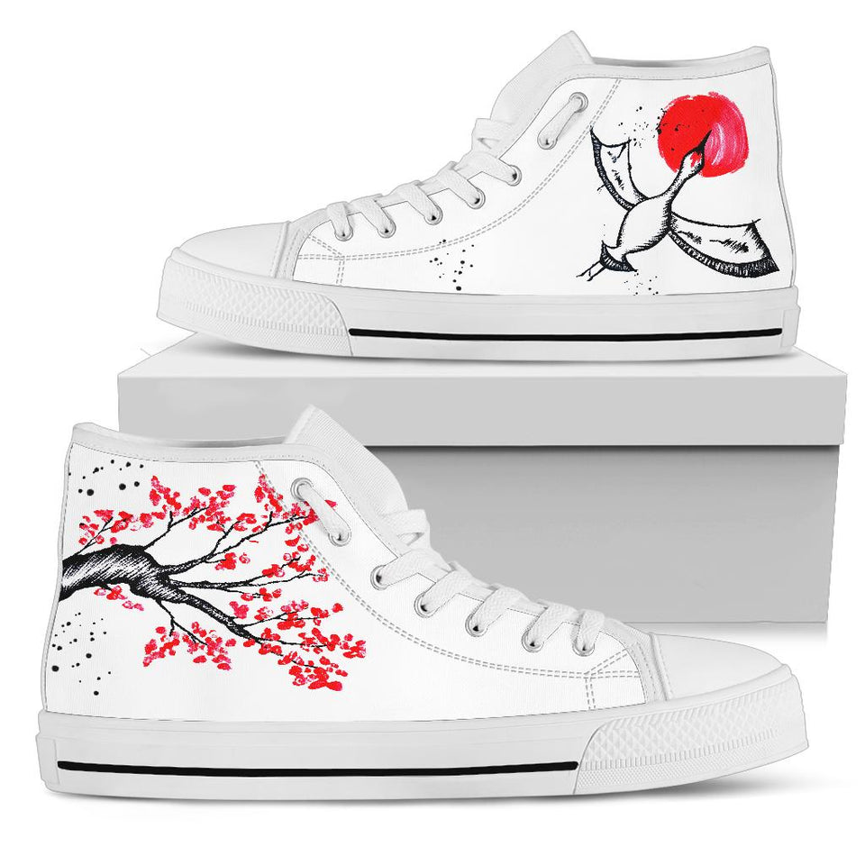 Japanese Crane and cherry blossom handpainted shoes