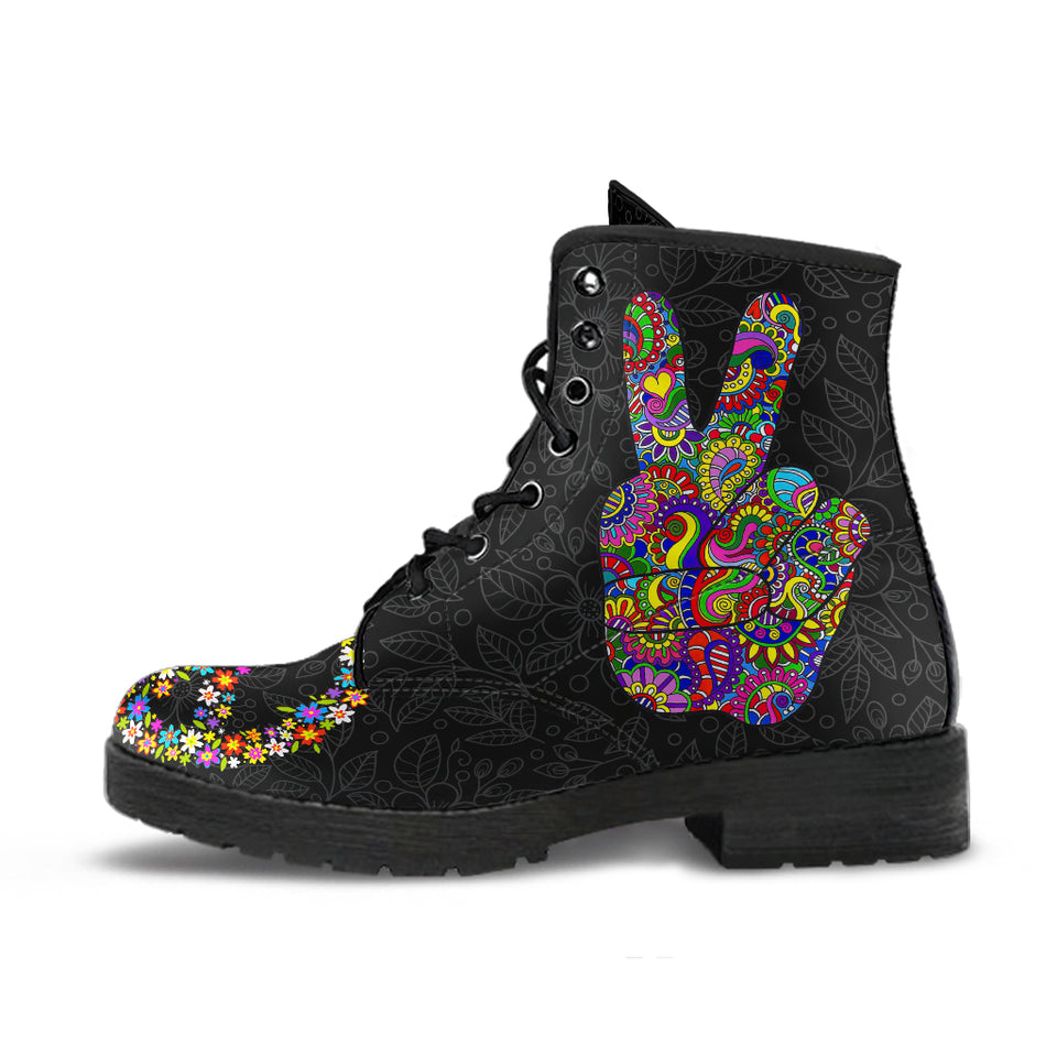 Peace Sign Symbol, Meditation Zen Yoga, Women's Boots