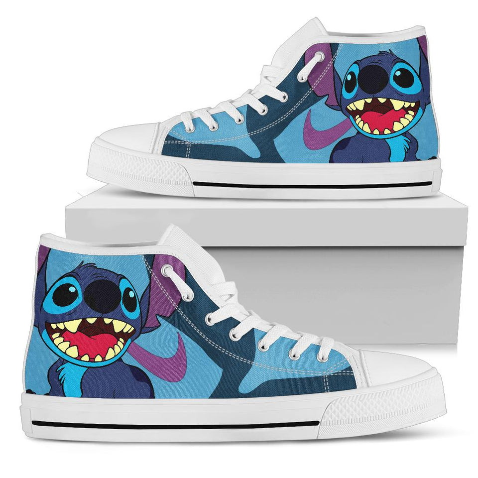 Stitch Custom Hi Top, Lilo And Stitch Fashion Hi Top, Walt Disney Custom Shoes, Cartoon Movie Unisex Hi Top