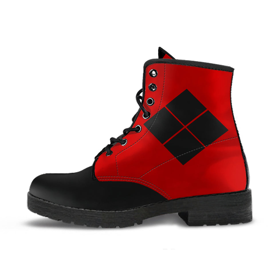 Harley Quinn Inspired Opposites Vegan Boots