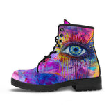 Rainbow Eye, Womens Leather Boots, Handmade Shoes, Ankle Boots Women
