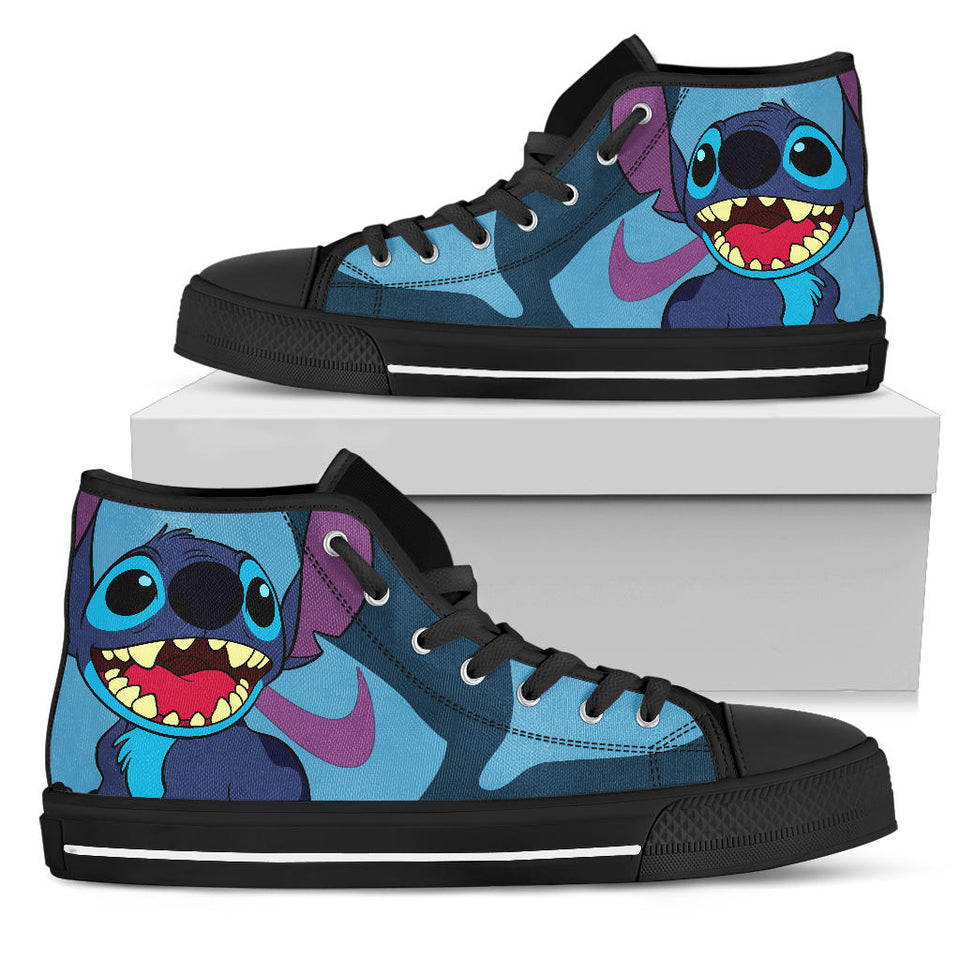 Stitch High Top Shoes, Lilo & Stitch Unisex Sneaker Shoes, Stitch Black Shoes
