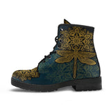 Dragonfly Boots, Golden Mandala, Womens Leather Boots, Hippie, Streetwear