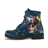 Colored Butterfly, Sugar Skull, Vegan Leather, Leather Boots Women