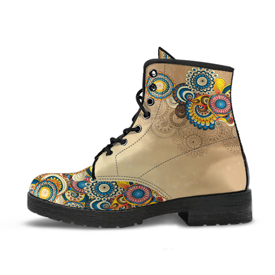 Vintage Hippie, Geometric Abstract, Women's Boots, Vegan Leather