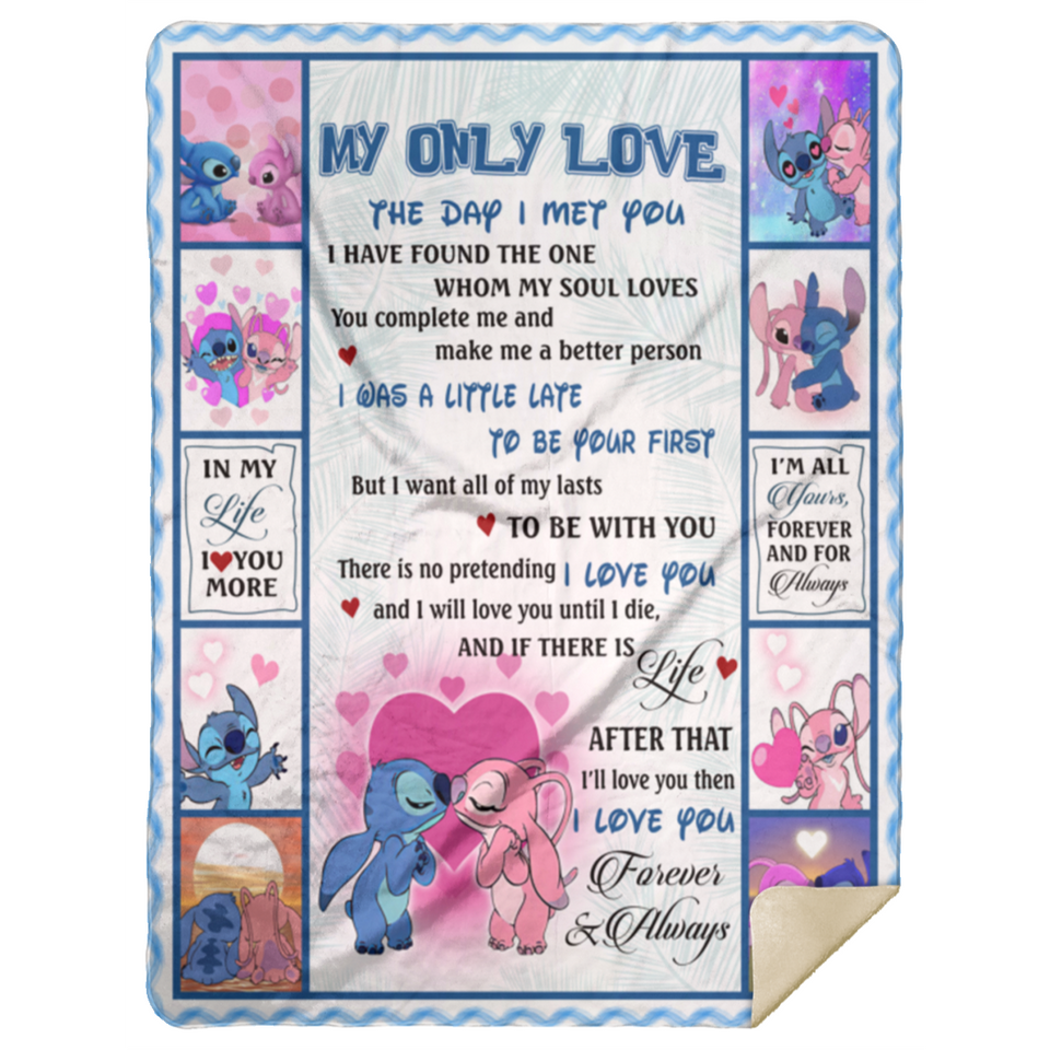 Stitch My Love All Of My Lasts Blanket, Valentine's Gift Fleece, Sherpa Blanket MSHL Premium Mink Sherpa Blanket 60x80