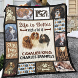 Dog Lover Quilt, Cavalier King Charles Spaniel Dog Quilt Blanket