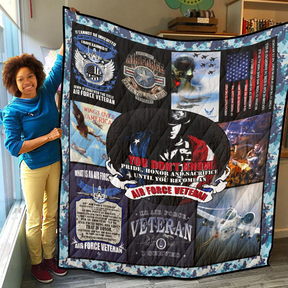 Proud Air Force Veteran Quilt, U.S. Air Force Quilt Blanket Gift Idea
