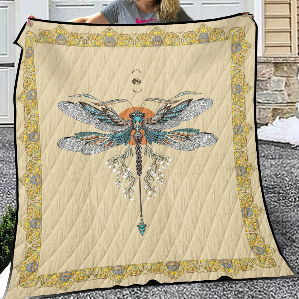 Dragonfly Lover Fleece, Sherpa Blanket Lovely Blue Dragonfly Quilt Warm and Soft