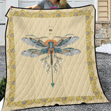 Dragonfly Lover Fleece, Sherpa Blanket Lovely Blue Dragonfly Quilt Warm and Soft
