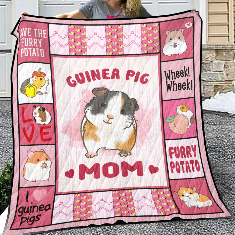 Guinea Pig Mom Quilt, Gifts For Birthday Christmas Thanksgiving Quilt Blanket