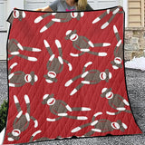 Red Sock Monkey Print Quilt, Red Sock Monkey Quilts Blanket Soft and Warm