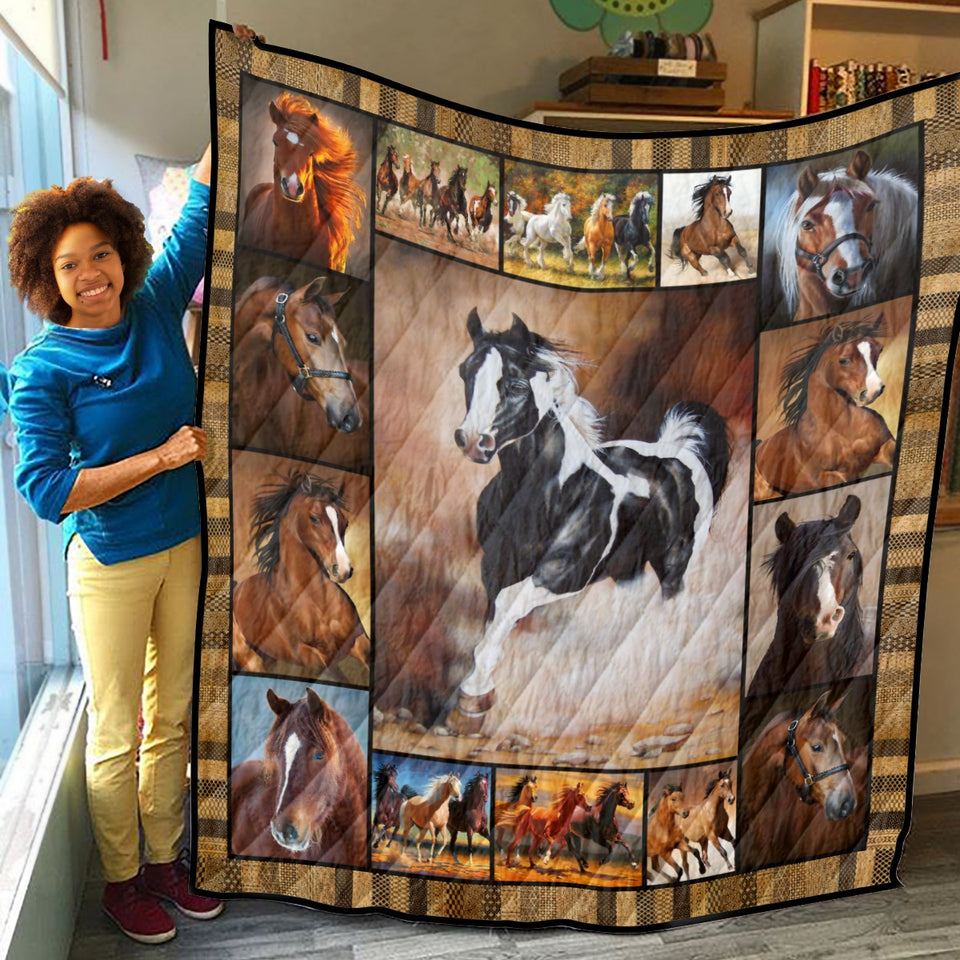 Horse Quilt, Bunch Of Horses Quilt Blanket Gift Ideas For Horse Lovers