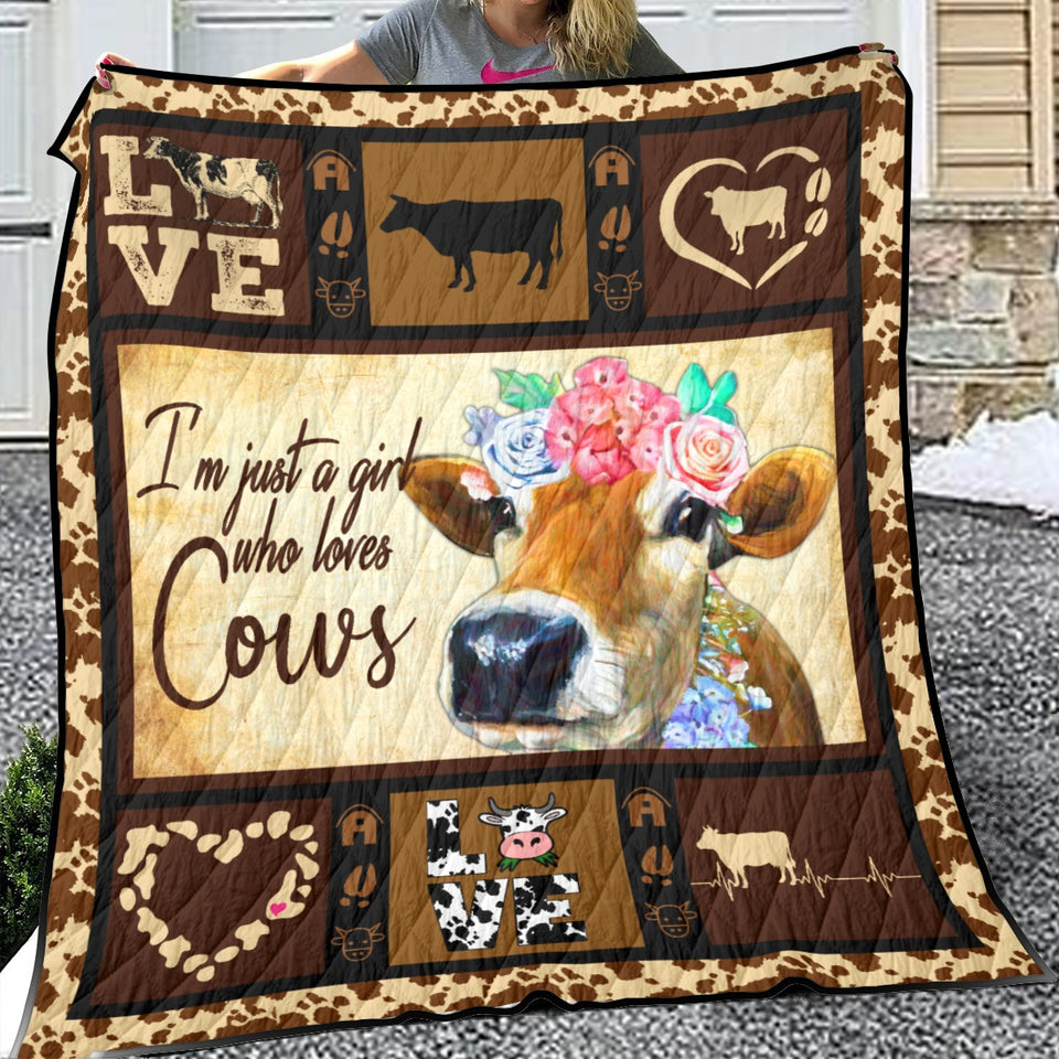 Just A Girl Who Loves Cows Quilt, Loves Cows Quilt Blanket