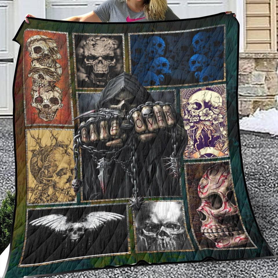 Skull Go Blanket, Sugar Skull Dead of the Dead Quilt, Fleece, Sherpa Blanket