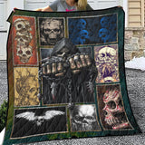 Skull Go Blanket, Sugar Skull Dead of the Dead Quilt, Fleece, Sherpa Blanket