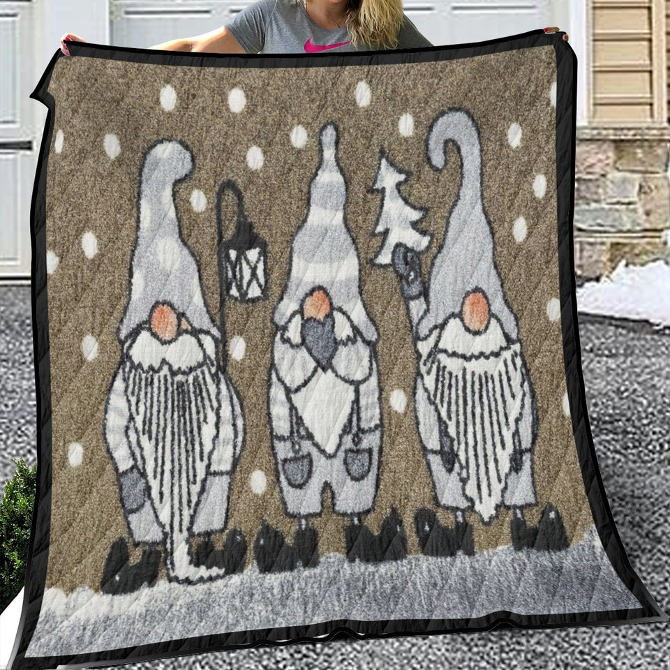 Christmas Gnomes Quilt, Merry Christmas Quilt, Blanket