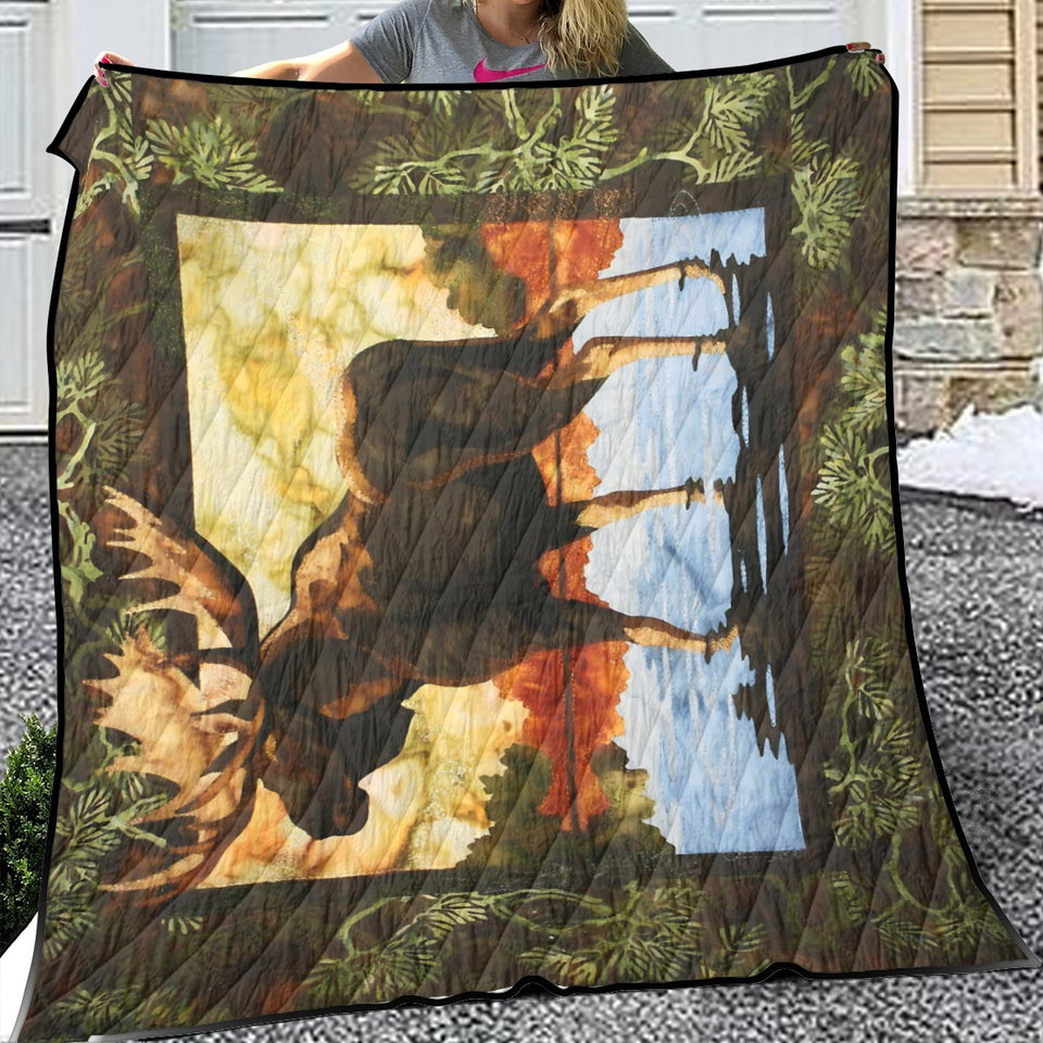 Moose Quilt, Moose Vintage Quilt Blanket