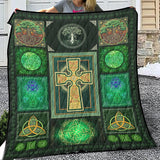 Celtic Cross Blanket, Insular art Quilt, Fleece, Sherpa Blanket