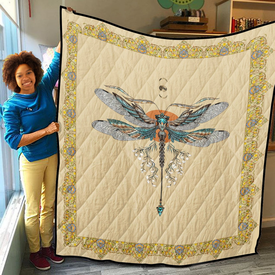 Dragonfly Lover Fleece, Sherpa Blanket Lovely Blue Dragonfly Quilt Warm and Soft