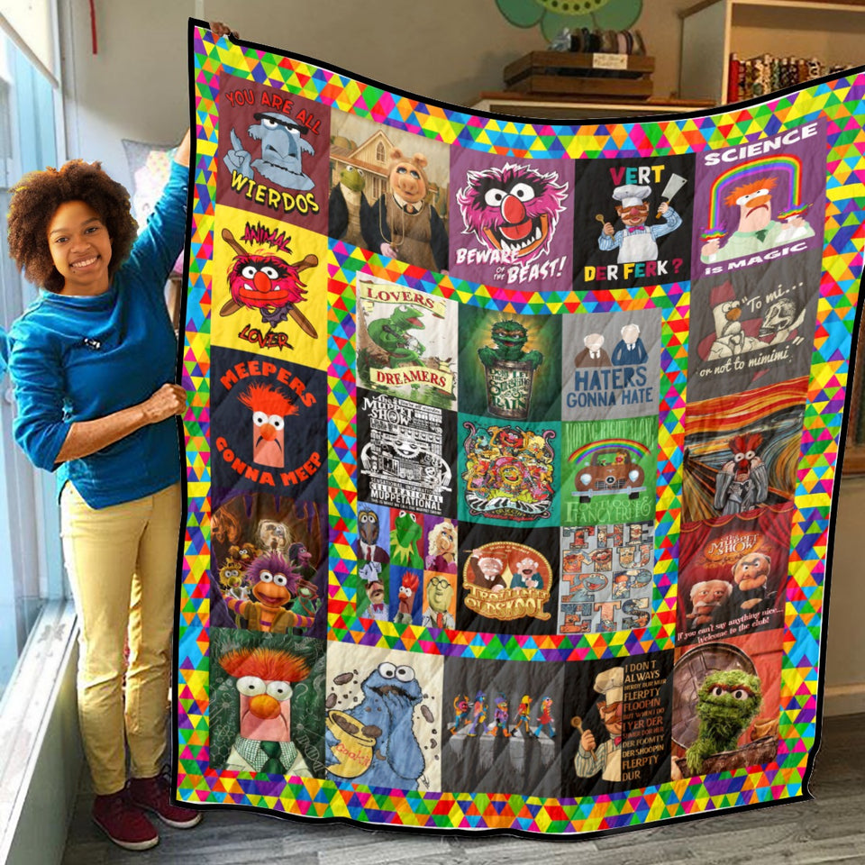 The Muppets Blanket Muppet Show Quilt Fleece Sherpa Throw Blanket