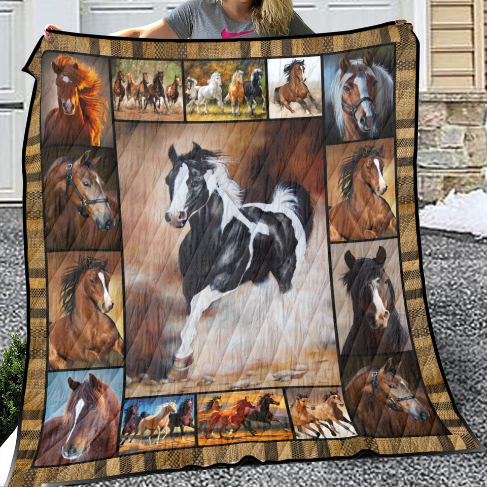 Horse Quilt, Bunch Of Horses Quilt Blanket Gift Ideas For Horse Lovers