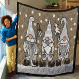 Christmas Gnomes Quilt, Merry Christmas Quilt, Blanket