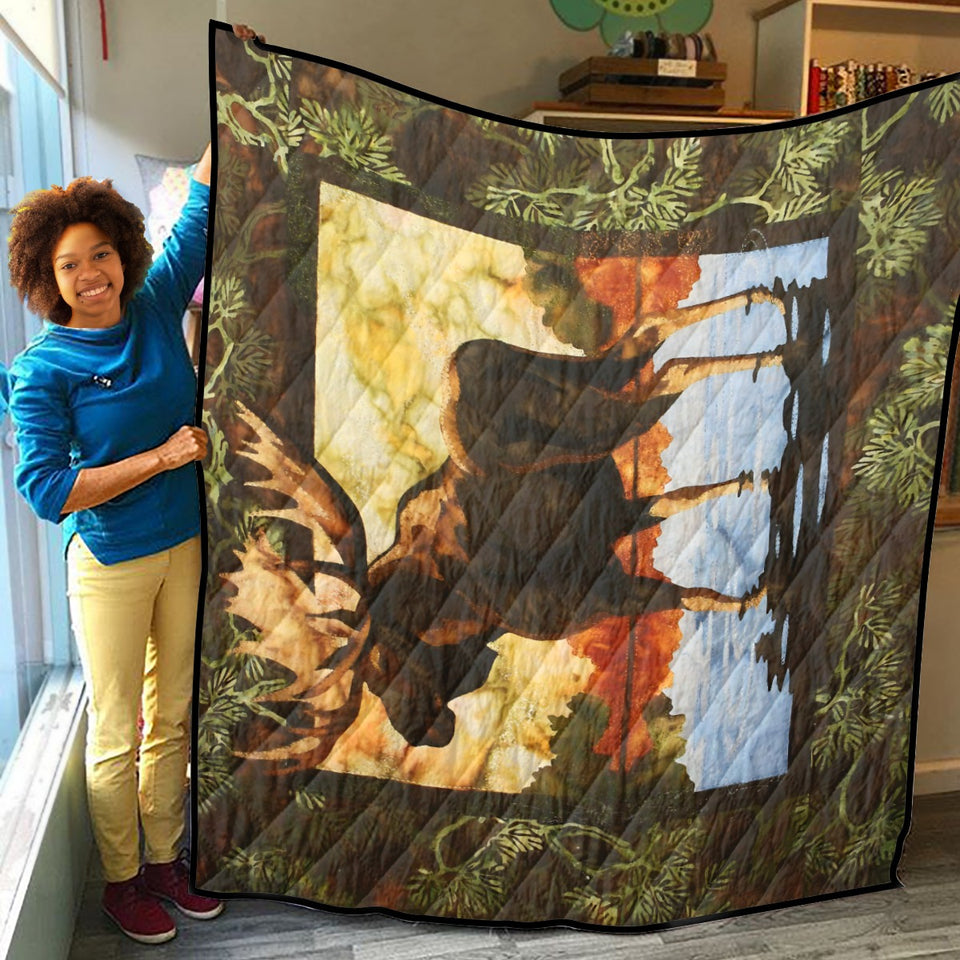 Moose Quilt, Moose Vintage Quilt Blanket