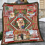 Golden Retriever. We Wish You A Merry Christmas Fleece, Sherpa Blanket