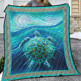 Sea Turtle Art Quilt, Gifts For Birthday Christmas Thanksgiving Quilt Blanket
