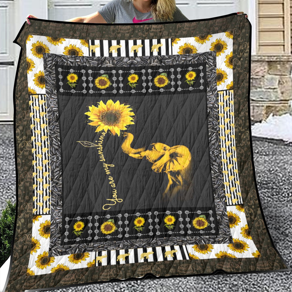Elephant Quilt - You Are My Sunshine Quilt Blanket - Sunflower Gifts For Women