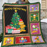 Garfield Christmas Blanket, Merry Christmas Quilt, Fleece, Sherpa Blanket