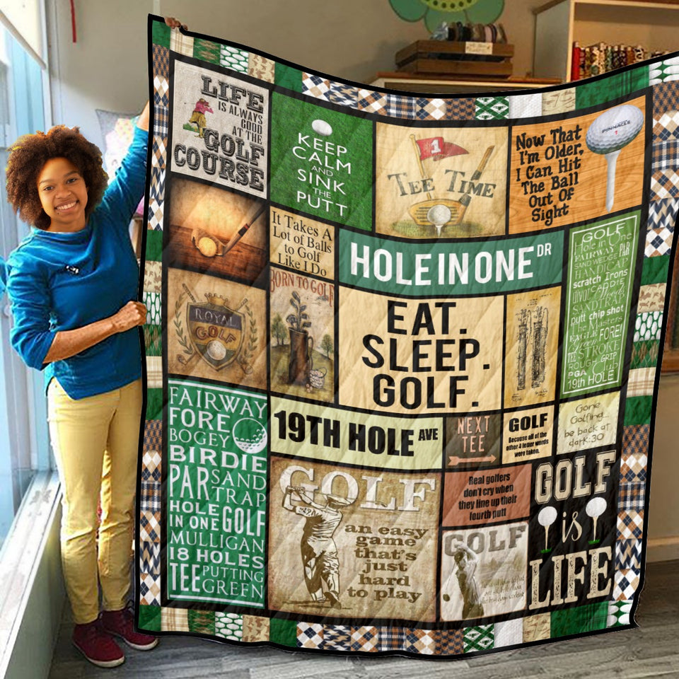 Golf Quilt - Hole In One Quilt Blanket - Golf Gifts For Men