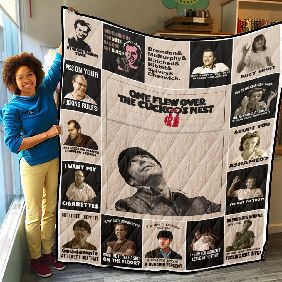 Jack Nicholson Quilt, One Flew Over Tahe Cuckoo’s Nest Quilt Blanket