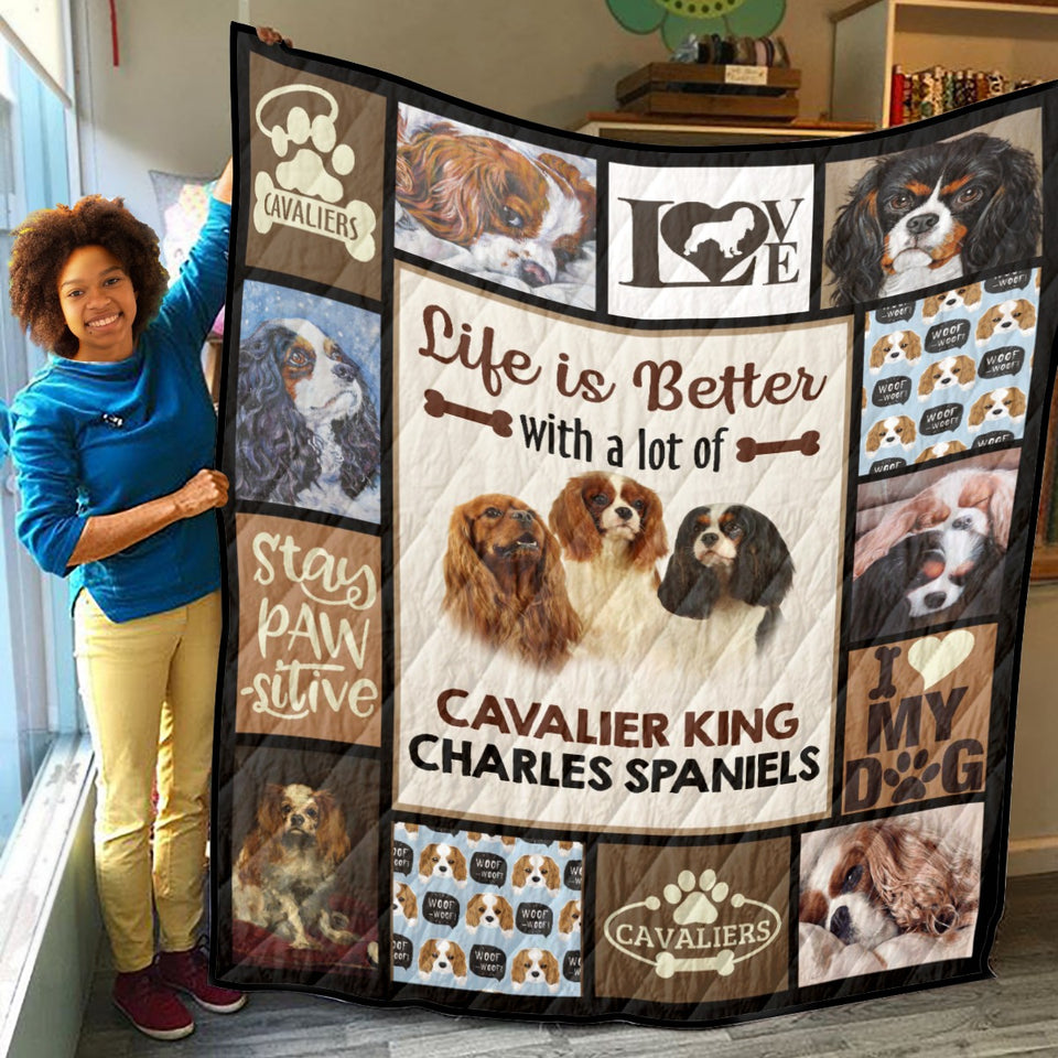 Dog Lover Quilt, Cavalier King Charles Spaniel Dog Quilt Blanket