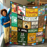 BOWLING Zone Blanket, Bowling Ball Quilt, Fleece, Sherpa Blanket Gift Idea
