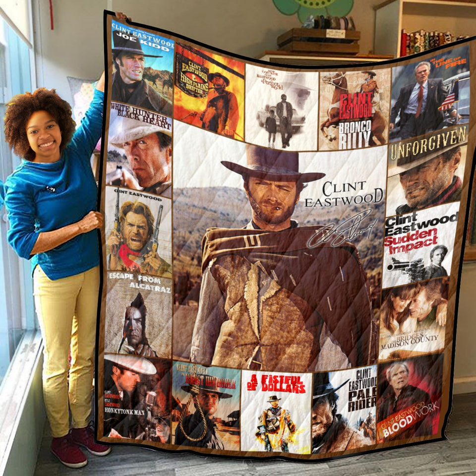 Clint Eastwood Quilt, Cowboy Movies Quilt, Cowboy Blanket
