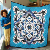 Native Star Quilt - Vintage Blue Lakota Star Quilt Blanket