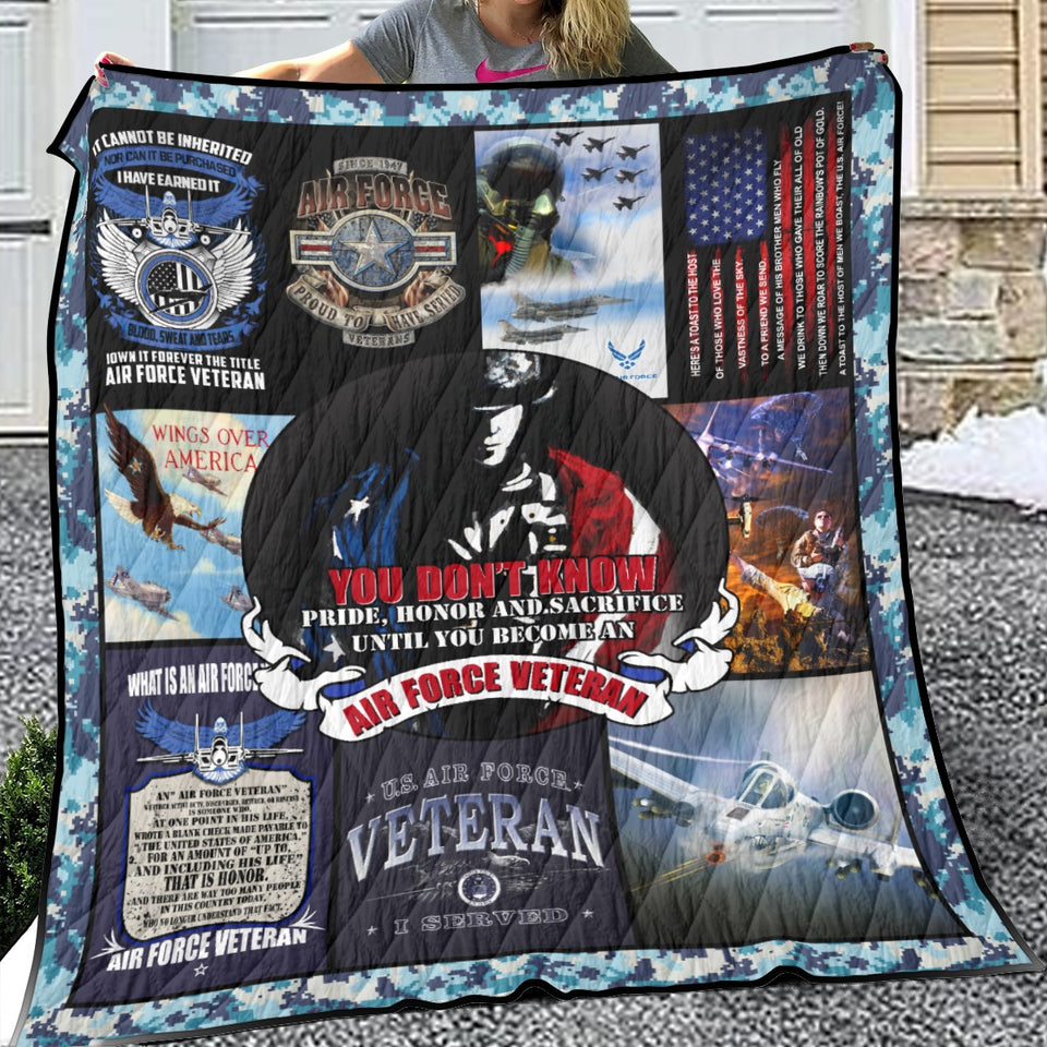 Proud Air Force Veteran Quilt, U.S. Air Force Quilt Blanket Gift Idea