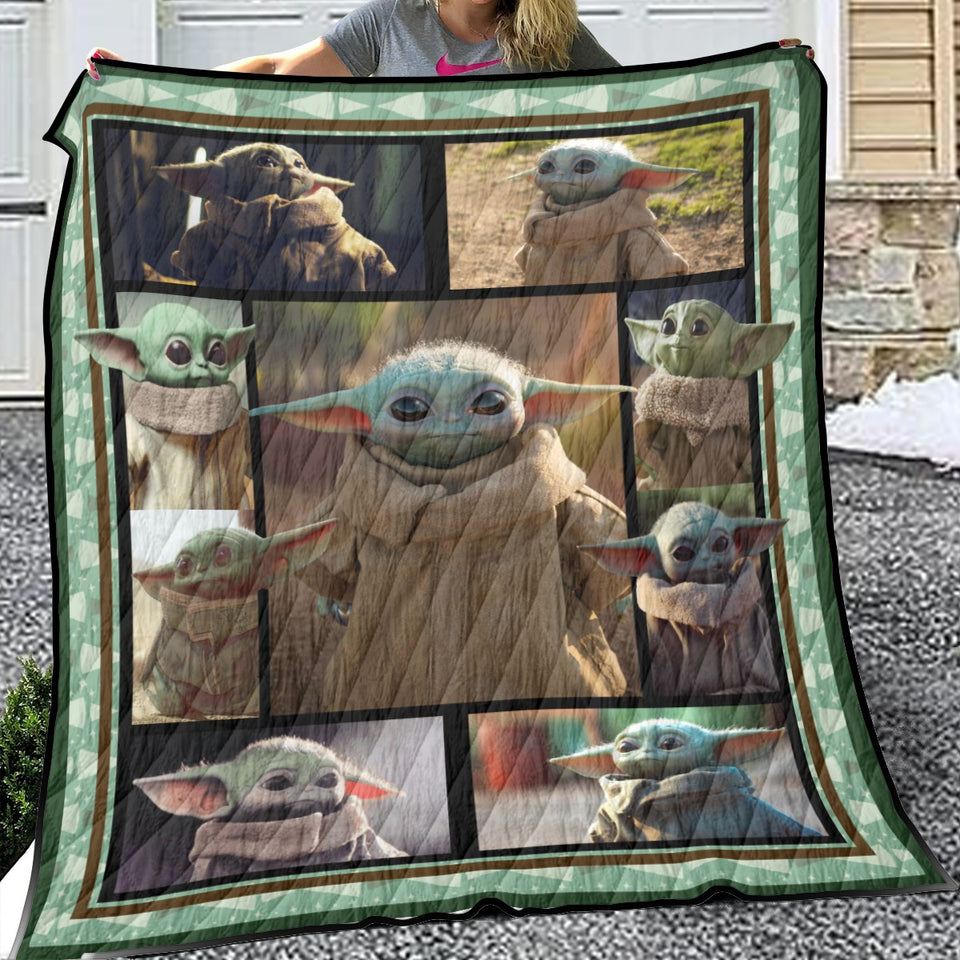 Baby Yoda Quilt, Star Wars Blanket - The Mandalorian Quilt Soft & Warm Gift Idea