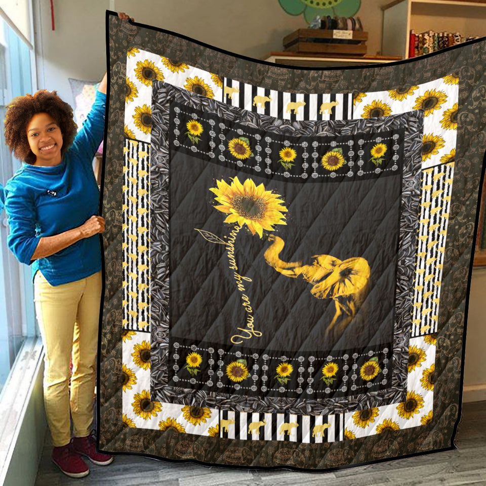 Elephant Quilt - You Are My Sunshine Quilt Blanket - Sunflower Gifts For Women