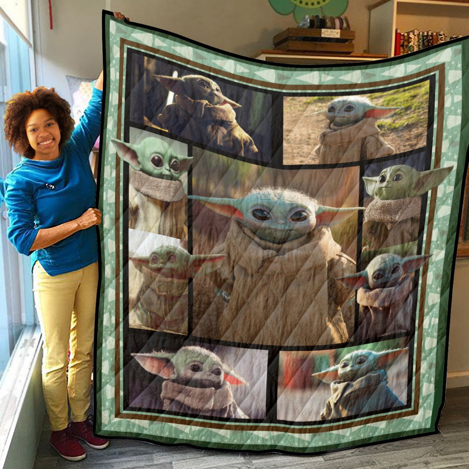 Baby Yoda Quilt, Star Wars Blanket - The Mandalorian Quilt Soft & Warm Gift Idea