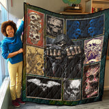 Skull Go Blanket, Sugar Skull Dead of the Dead Quilt, Fleece, Sherpa Blanket