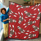 Red Sock Monkey Print Quilt, Red Sock Monkey Quilts Blanket Soft and Warm