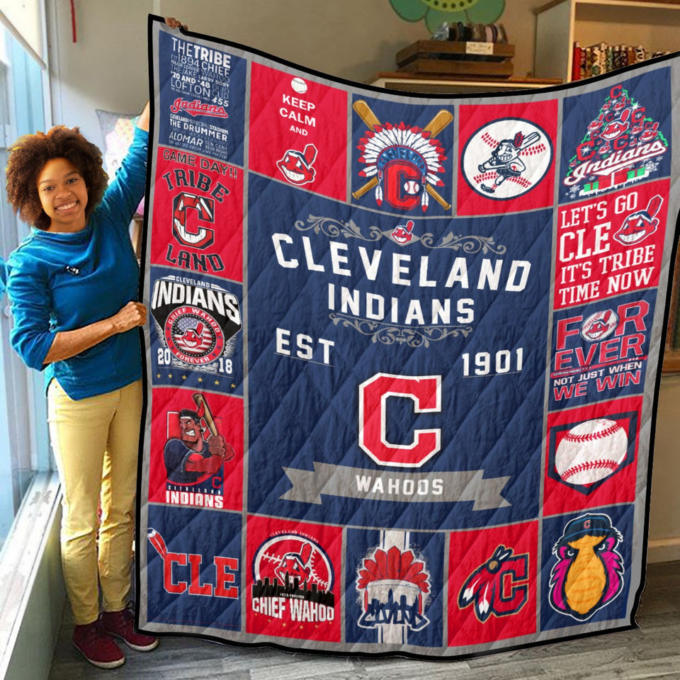 Cleveland Indians Quilt, Cleveland Indians Baseball Blanket Soft and Warm