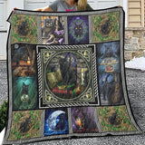 Wiccan Black Cat Quilt, Black Cat Quilt Blanket