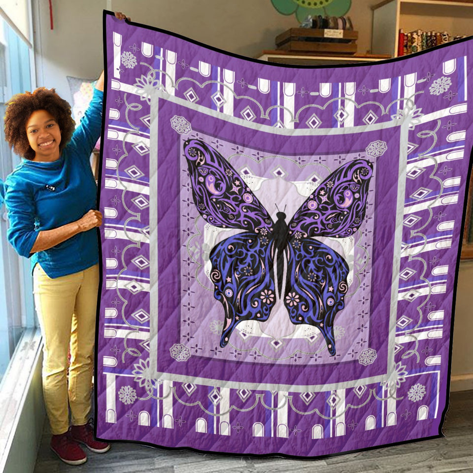 The Big One Butterfly Quilt, The Beautiful Purple Butterfly Quilt Blanket